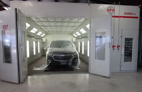 photo of car in spray booth